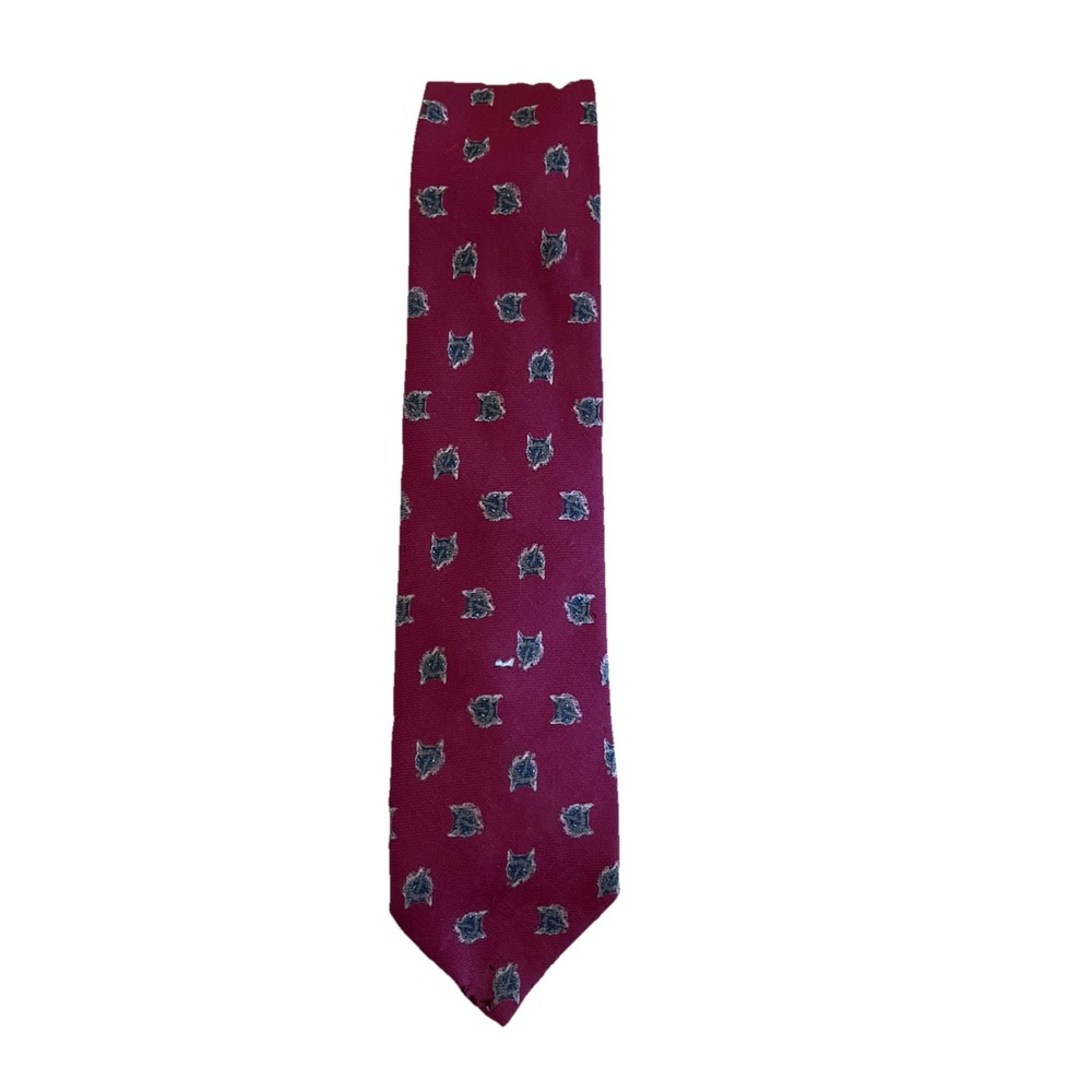 Harrods Tie Red with‎ Wolf Face Pattern